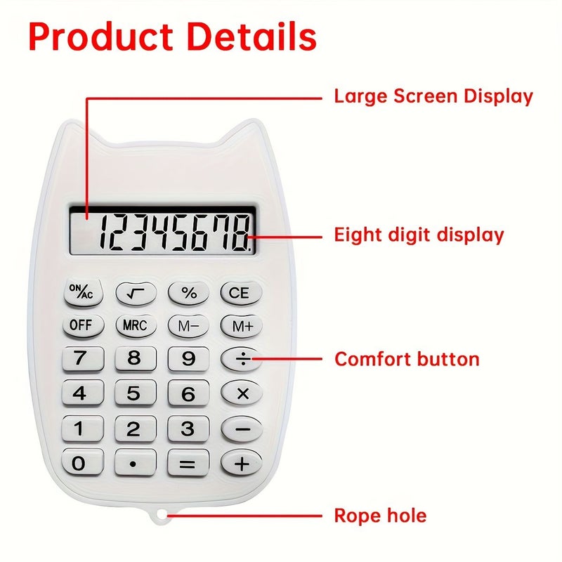 Purple Mini Calculator Large Buttons Lightweight Portable for Office School - Image 5