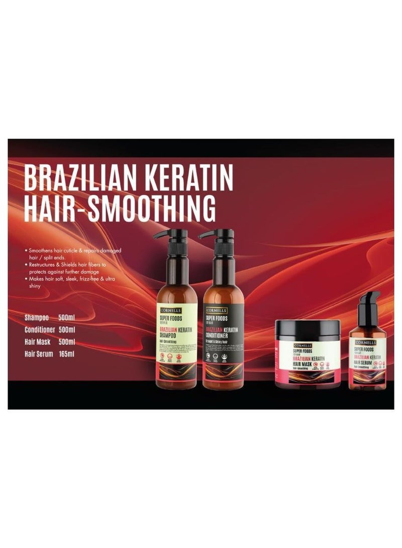 CORNELLS Super Foods For Hair Brazilian Keratin Conditioner Straight And Shiny Hair Sulfate And Paraben Free 500ml - Image 2