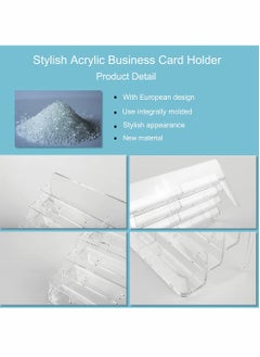 Excefore 8 Pocket Acrylic Business Card Holder for Desk Clear Stand Desktop Display for Exhibition, Home, and Office  - Image 5