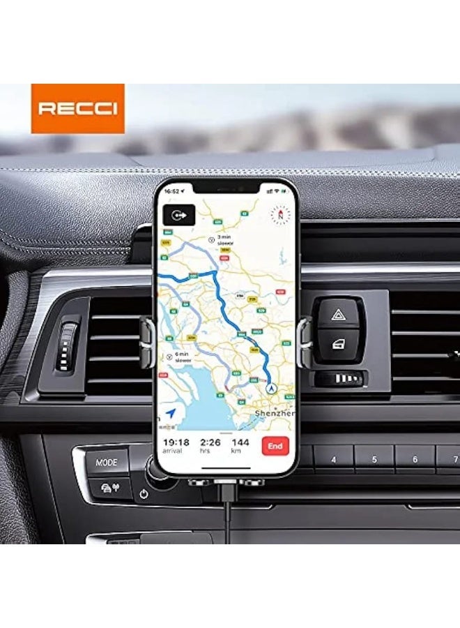ريتشي حامل هاتف السيارة RECCI RHO-C11 بتقنية الجاذبية - يُثبّت على فتحة التهوية، سهل الاستخدام بيد واحدة، يتميز بقبضة ثابتة وحامل قابل للتعديل للهواتف الذكية - Image 4