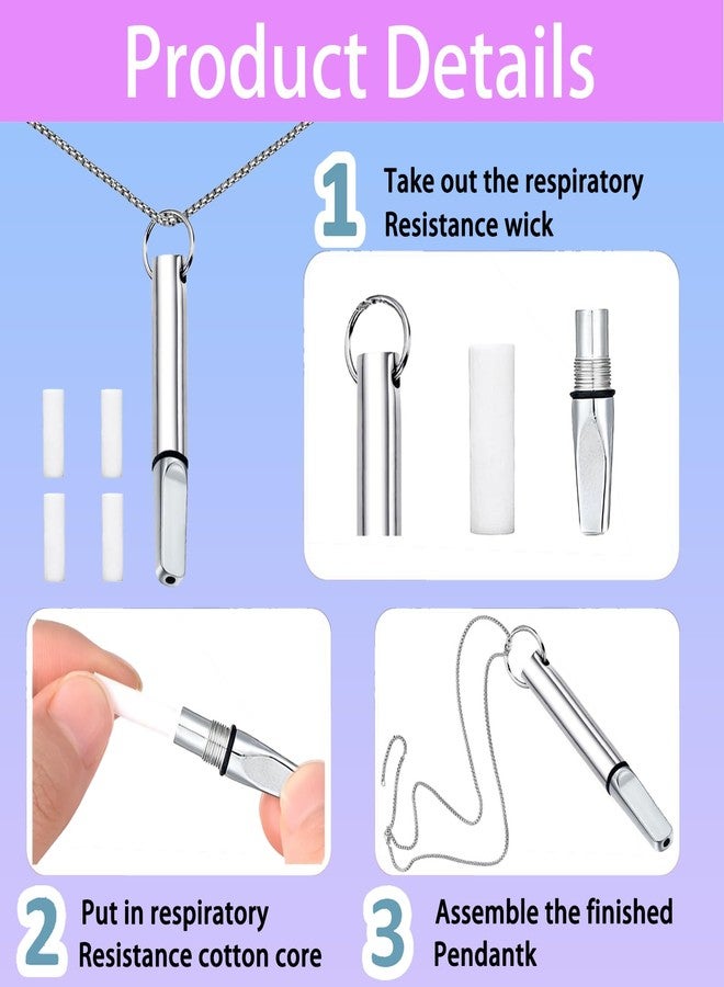 TIUSUTA Breathing Necklace with Filter Cotton - Mindful Breathing Aid for Relaxation & Focus, Mindfulness Breathing Necklace Stress Relief Pendant Stainless Steel Anxiety Breathe Necklace for Women Men - Image 3