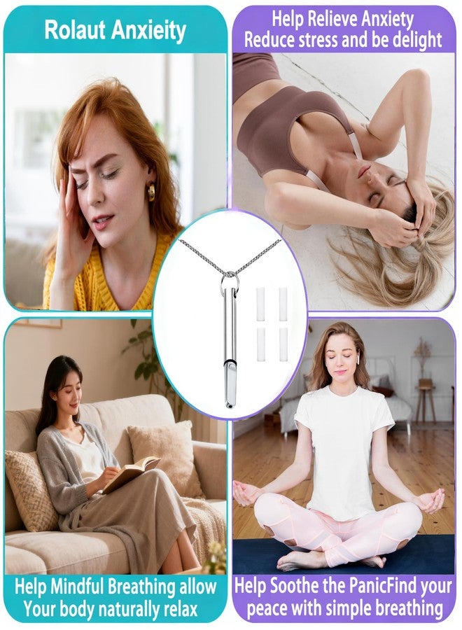 TIUSUTA Breathing Necklace with Filter Cotton - Mindful Breathing Aid for Relaxation & Focus, Mindfulness Breathing Necklace Stress Relief Pendant Stainless Steel Anxiety Breathe Necklace for Women Men - Image 5