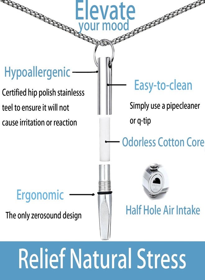 TIUSUTA Breathing Necklace with Filter Cotton - Mindful Breathing Aid for Relaxation & Focus, Mindfulness Breathing Necklace Stress Relief Pendant Stainless Steel Anxiety Breathe Necklace for Women Men - Image 2