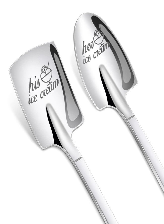 PRSTENLY Christmas Birthday Gifts for Husband Wife, 2 Pcs His and Hers Ice Cream Spoons Boyfriend Girlfriend Couples Gift Ideas, Wedding Anniversary Engagement Gifts for Couples Him Her - Image 1