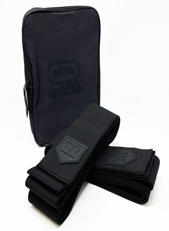 PR Personal Record Heavy Duty Extra Wide Knee Wraps for Weightlifting - Premium Pair with Easy Adjustments and Secure Fit, Quality Knee Wraps, Reinforced Stitching Knee Straps for Powerlifting (All Black) - Image 1