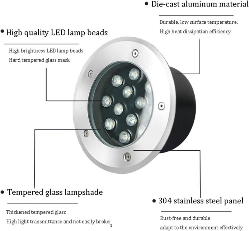 ضوء خارجي تحت الأرض غائر كشافات موضعية IP66 مقاوم للماء AC85-110V أضواء LED أرضية للممرات والفناء والجسر والإضاءة الطبيعية - Image 3