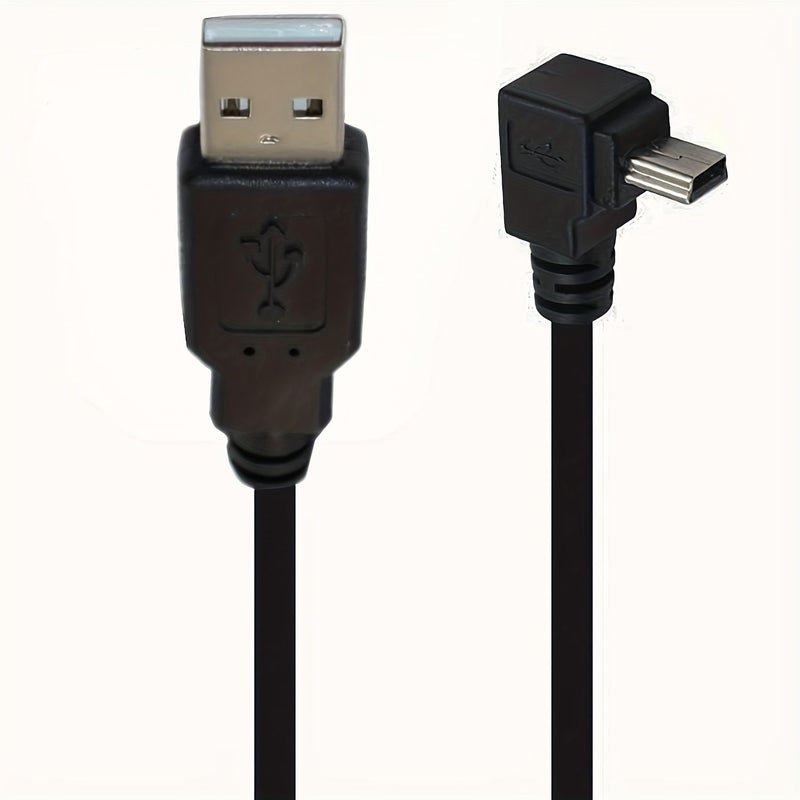 كابل USB 2.0 من نوع A إلى Mini B بطول 1.5 متر بزاوية 90 درجة للأسفل، مناسب لمزامنة البيانات والشحن. - Image 1