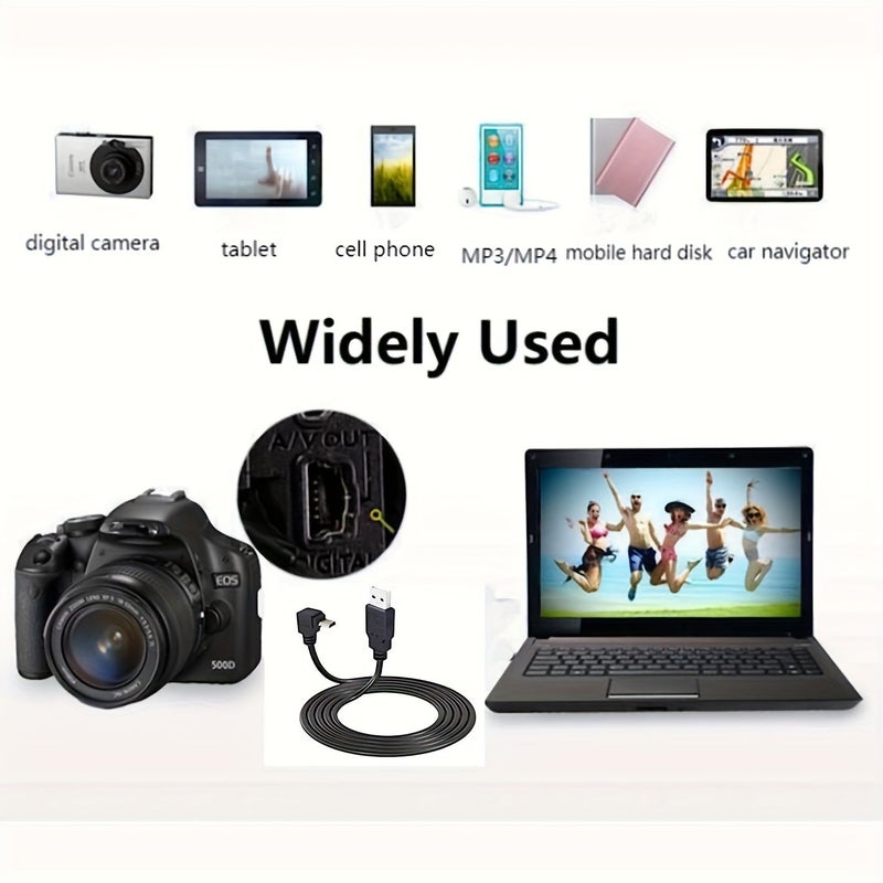 كابل USB 2.0 من نوع A إلى Mini B بطول 1.5 متر بزاوية 90 درجة للأسفل، مناسب لمزامنة البيانات والشحن. - Image 3