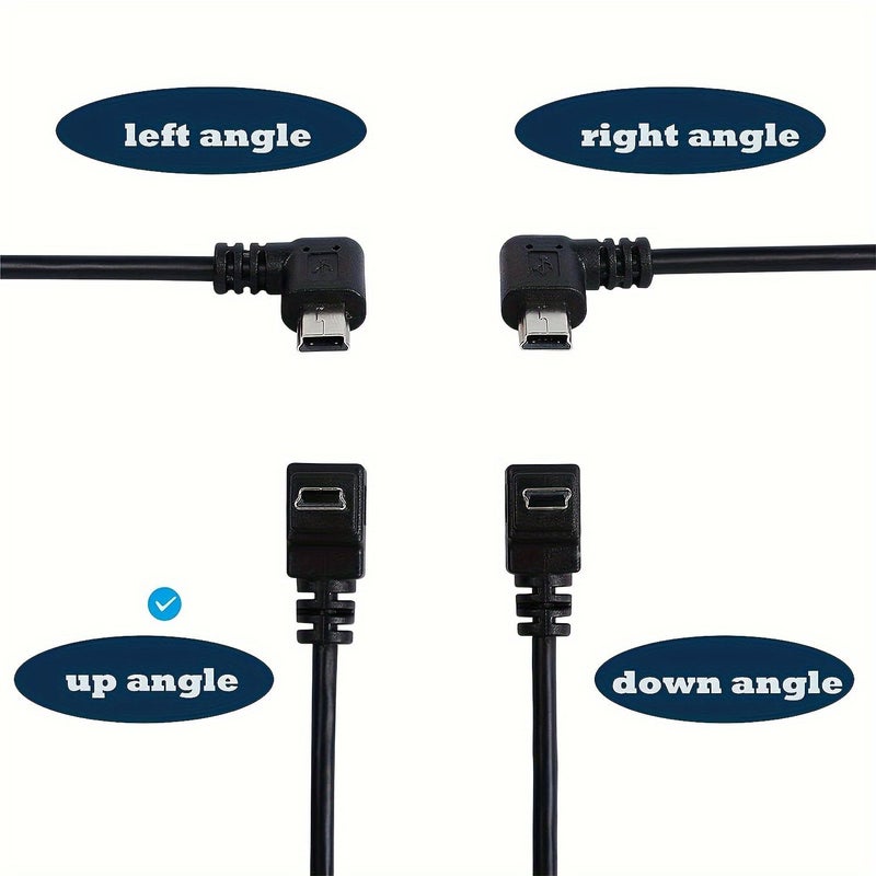 كابل USB 2.0 من نوع A إلى Mini B بطول 1.5 متر بزاوية 90 درجة للأسفل، مناسب لمزامنة البيانات والشحن. - Image 4