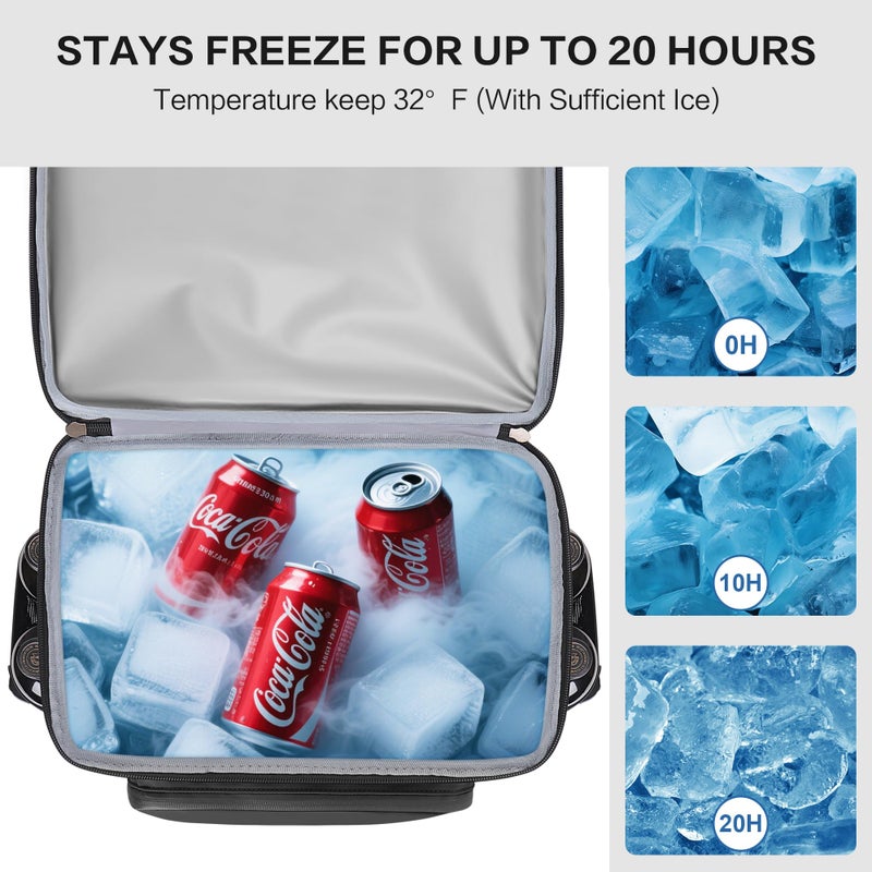 Hulongo Large 52cans Waterproof Insulated Cooler Backpack for Men & Women, Leak Proof Backpack Cooler, Soft, 8Gal (Black) - Image 3