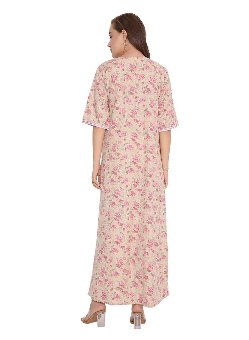 HANA & SARA SHORT SLEEVE UNIQUE PRINTED LONG ARABIC FARASHA KAFTAN JALABIYA DRESSES