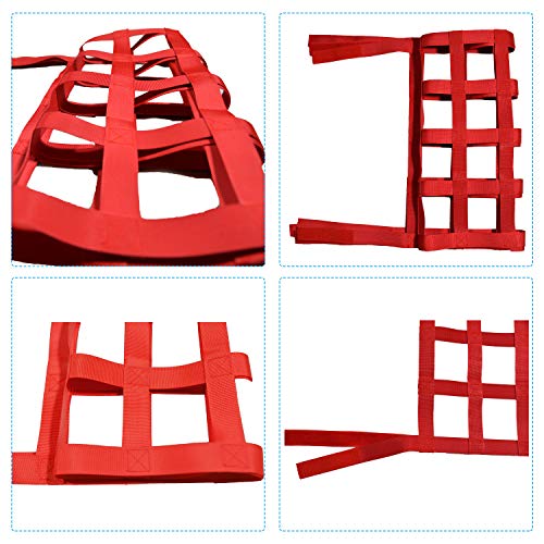 ONE250 Cargo Mesh Heavy Duty Net, Roof Top Hammock or Rear Trunk Restraint Baggage Cover, Compatible with Jeep Wrangler TJ JK JKU JL JLU YJ Sahara Rubicon Unlimited (1987-2024) 2 Door 4 Door (Red) - Image 5