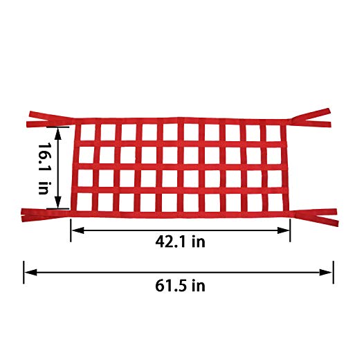 ONE250 Cargo Mesh Heavy Duty Net, Roof Top Hammock or Rear Trunk Restraint Baggage Cover, Compatible with Jeep Wrangler TJ JK JKU JL JLU YJ Sahara Rubicon Unlimited (1987-2024) 2 Door 4 Door (Red) - Image 2