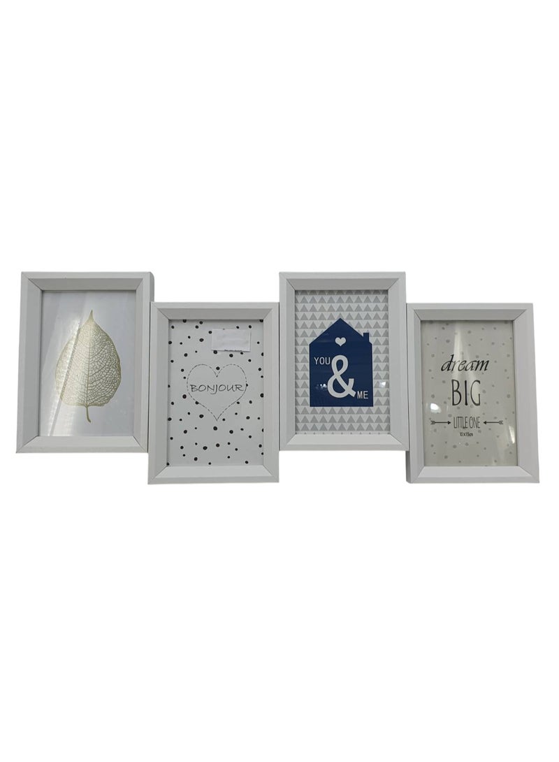 Decorhills Plastic Multi Pictures Collage Photo Frame Family Wall Mount Retro Fashion Decorative Photo Frame for 4 Photos Perfect for Family, Friends, Living Room, Bedroom, Hallway, Gift