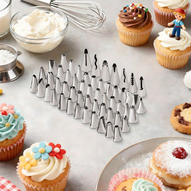 55 Pcs Cream Piping Nozzles Pastry Decorating Baking Tools For Buttercream Frosting Cheese Bread Dough Pastries Birthday Family Holiday Parties Halloween Christmas Gifts - Image 2