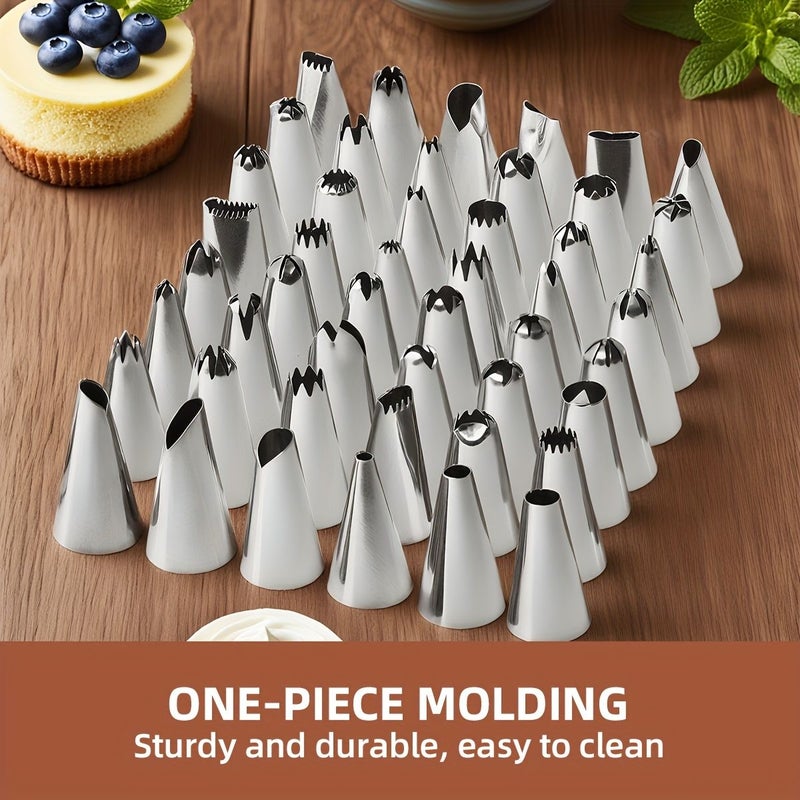 55 Pcs Cream Piping Nozzles Pastry Decorating Baking Tools For Buttercream Frosting Cheese Bread Dough Pastries Birthday Family Holiday Parties Halloween Christmas Gifts - Image 5