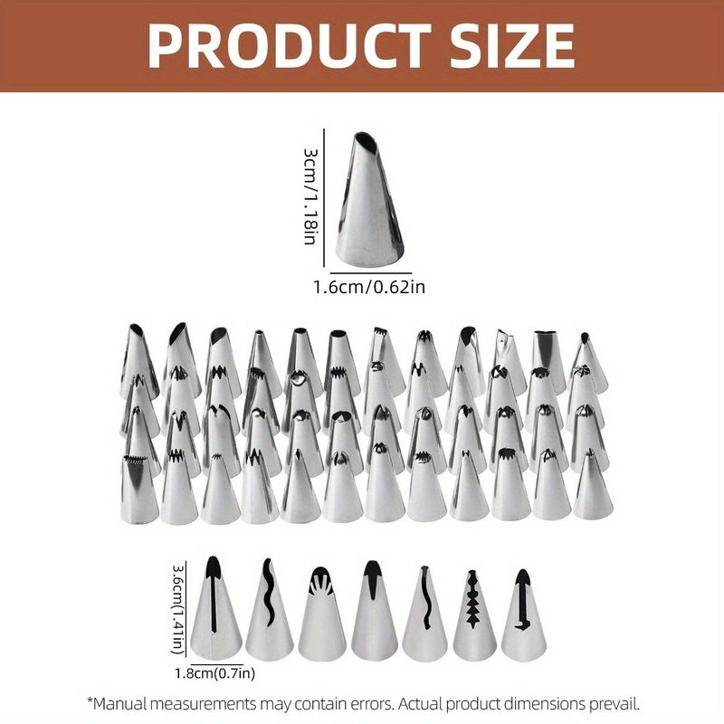 55 Pcs Cream Piping Nozzles Pastry Decorating Baking Tools For Buttercream Frosting Cheese Bread Dough Pastries Birthday Family Holiday Parties Halloween Christmas Gifts - Image 3