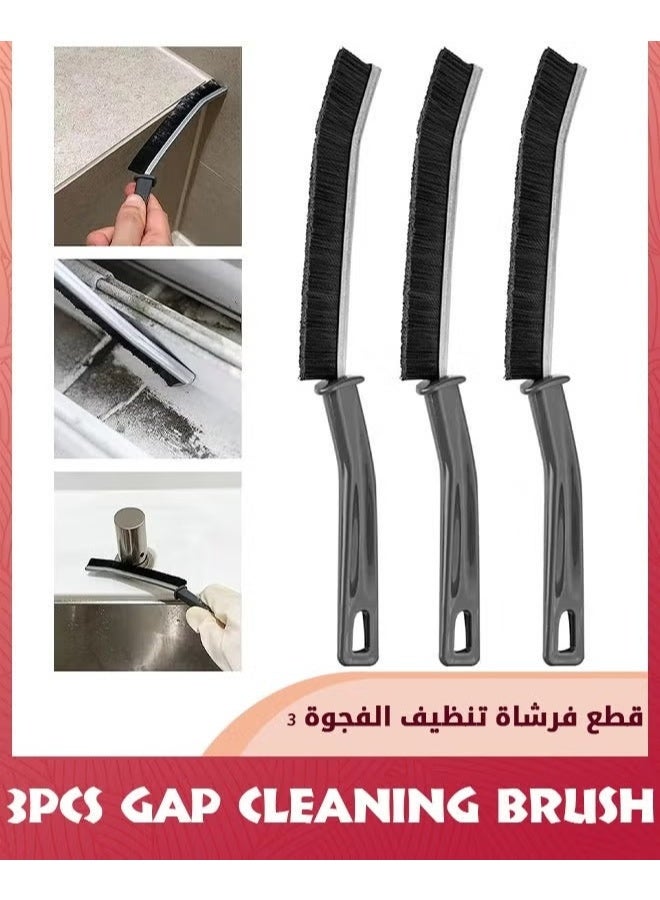 فرشاة تنظيف الفجوة,3 أجهزة كمبيوتر شخصية متعددة الوظائف فرشاة أداة الشقوق,فرشاة الحمام,نظافة الأرض الشعر الصلب - Image 1
