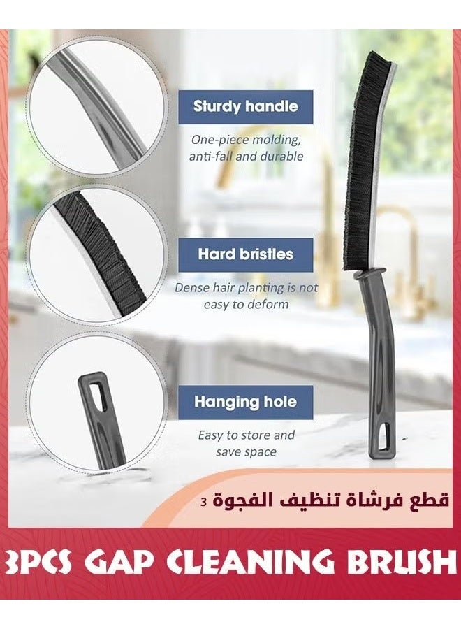 فرشاة تنظيف الفجوة,3 أجهزة كمبيوتر شخصية متعددة الوظائف فرشاة أداة الشقوق,فرشاة الحمام,نظافة الأرض الشعر الصلب - Image 5