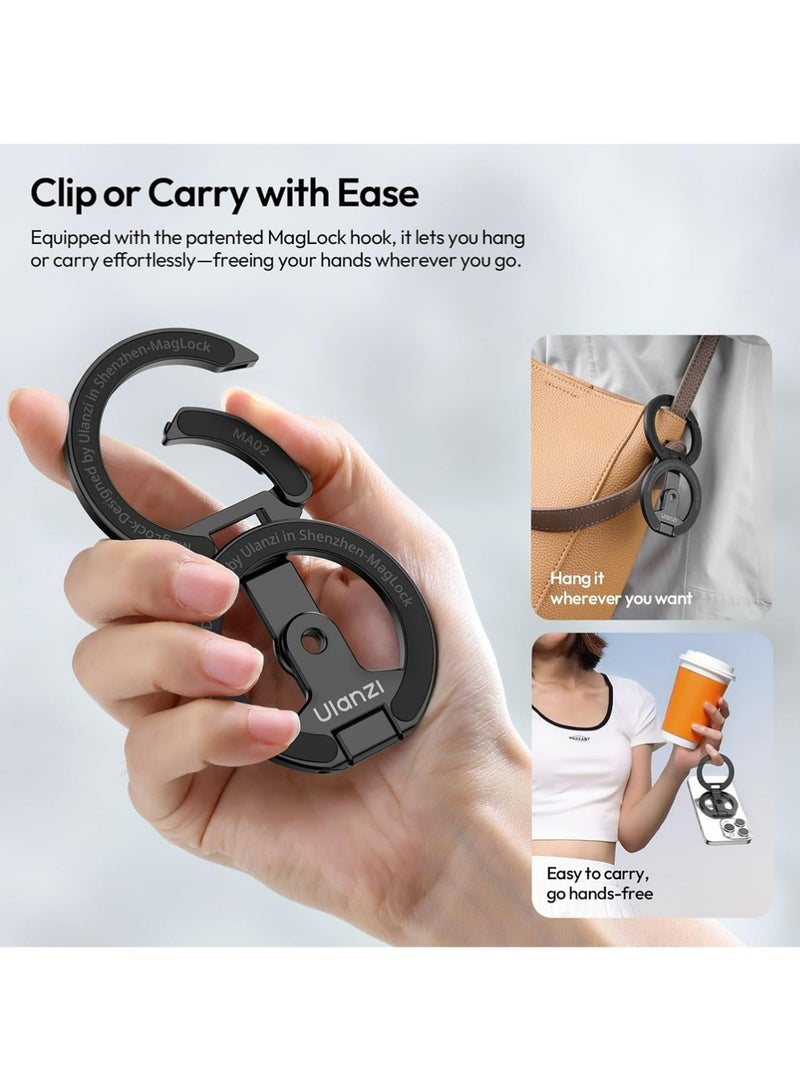 Ulanzi MA02 Dual Magnetic Ring Phone Grip Stand, Aluminum for MagSafe Gym Kickstand Compatible with iPhone 17-12 Series, Foldable Phone Tripod Mount with 1/4" Screw for Live Streaming Vlog - Image 5