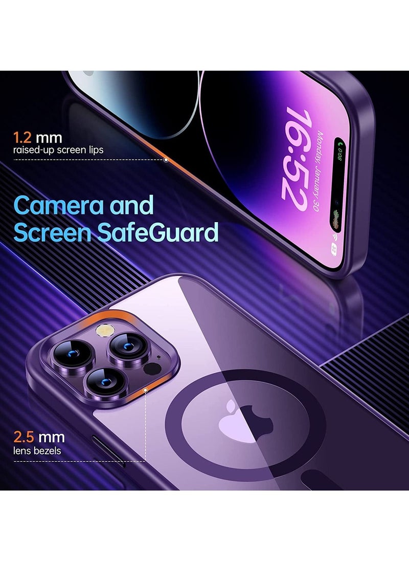 Generic Built in Magnets Compatible with MagSafe Clear Hard PC Back Cover Soft TPU Frame Shockproof Protective Slim Bumper Case for iPhone 14 Pro Max_Purple  - Image 5