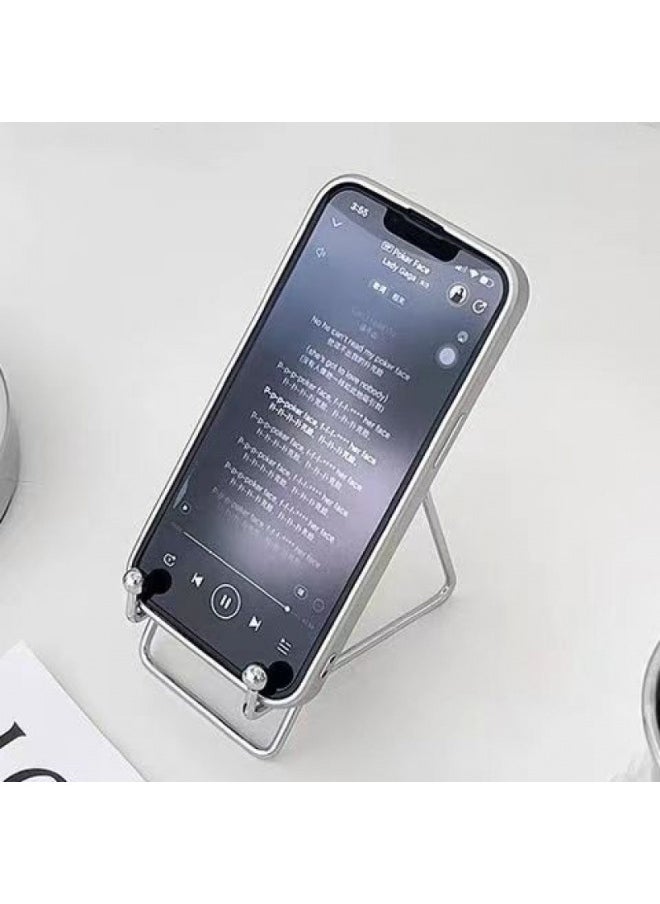 Metal Tablet Stand Desktop Ipad Special Mobile Phone Computer Support Stand Chasing Drama Artifact Bed Rack Net Class Rack-Color:Silver Gray - Image 4