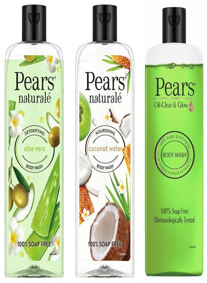 Pears Naturale Detoxifying Aloevera Bodywash, 250 ml- Naturale Nourishing Coconut Water Bodywash, 250 ml-Naturale Brightening Pomegranate Bodywash, 250ml - Oil Clear and Glow Shower Gel, 250ml - Image 1