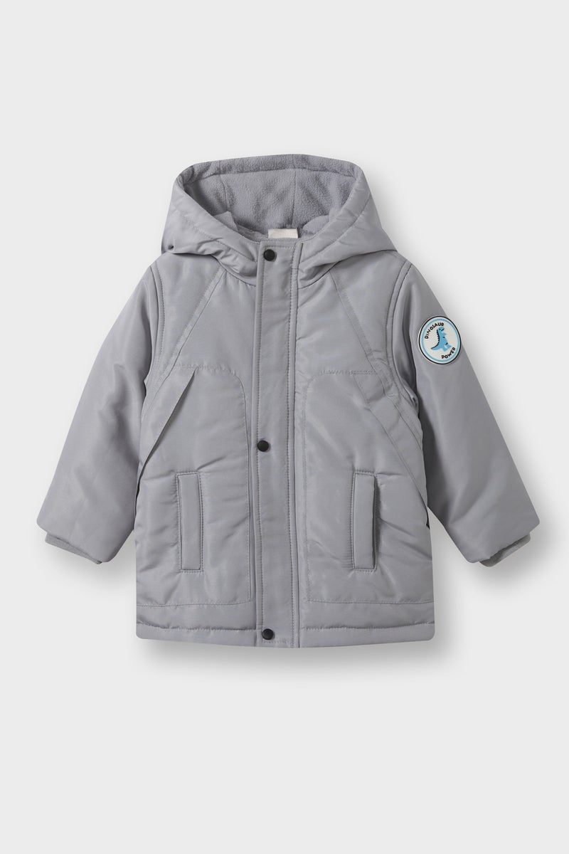 DeFacto Grey BabyBoy Baby Boy Waterproof Pockets Buttons Puffer Jacket Casual - Image 1