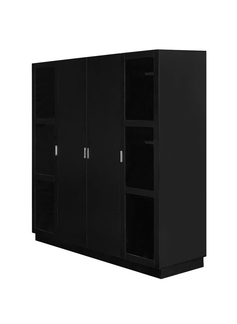 ebb & flow Modern Black Wooden Bedroom Wardrobe – 200 × 60 × 201 cm, Stylish Storage Cabinet with Hanging Rail, Adjustable Shelves, and Quiet-Close Doors - Image 4