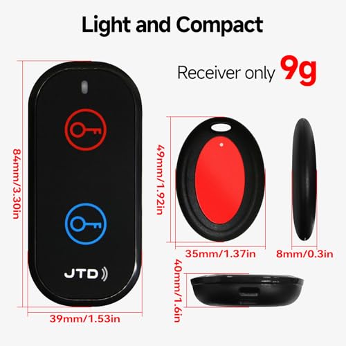 JTD Key Finder Locator with Sound, Remote Finder - 2 Receivers, 1 Car Tracker Keychain,85dB Loud, 131ft Range Tracker for Keys, Wallet, Pet,TV Remote Control - No App Needed Item Finder for Home - Image 2