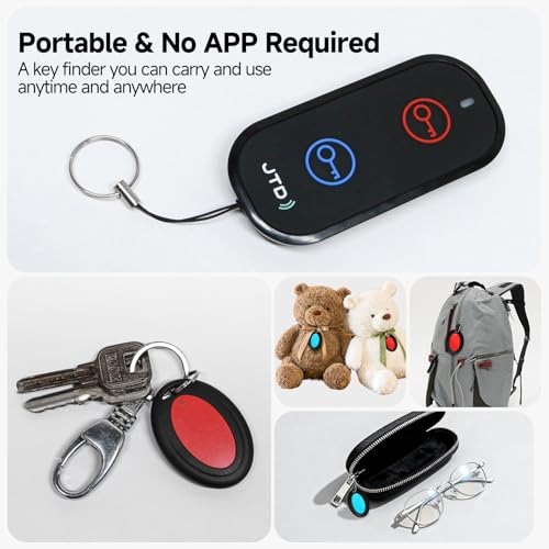 JTD Key Finder Locator with Sound, Remote Finder - 2 Receivers, 1 Car Tracker Keychain,85dB Loud, 131ft Range Tracker for Keys, Wallet, Pet,TV Remote Control - No App Needed Item Finder for Home - Image 5