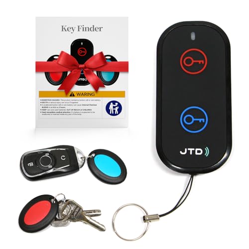 JTD Key Finder Locator with Sound, Remote Finder - 2 Receivers, 1 Car Tracker Keychain,85dB Loud, 131ft Range Tracker for Keys, Wallet, Pet,TV Remote Control - No App Needed Item Finder for Home - Image 1