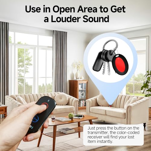 JTD Key Finder Locator with Sound, Remote Finder - 2 Receivers, 1 Car Tracker Keychain,85dB Loud, 131ft Range Tracker for Keys, Wallet, Pet,TV Remote Control - No App Needed Item Finder for Home - Image 4