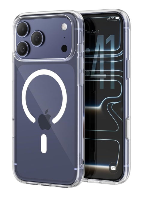 جراب مغناطيسي شفاف لهاتف iPhone 17 Pro Max، متوافق مع iPhone 17 Pro Max مع MagSafe، غطاء هاتف شفاف مقاوم للصدمات.