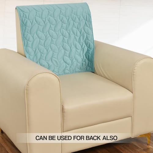 Yellow Weaves Quilted Velvet 1 Seater Sofa Cover Protector with Frill, Anti-Slip Sofa Cover Seat Mat (24 x 26 Inch), Sky Blue - Image 5