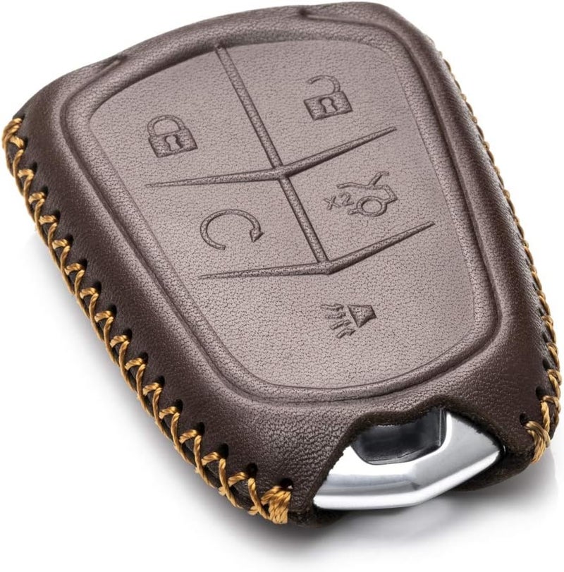 فيتوديكو حافظة مفاتيح ذكية من الجلد الأصلي من متوافقة مع كاديلاك XT4، كاديلاك XT5، كاديلاك XT6 2019 - 2023 (5 أزرار، بني) - Image 3