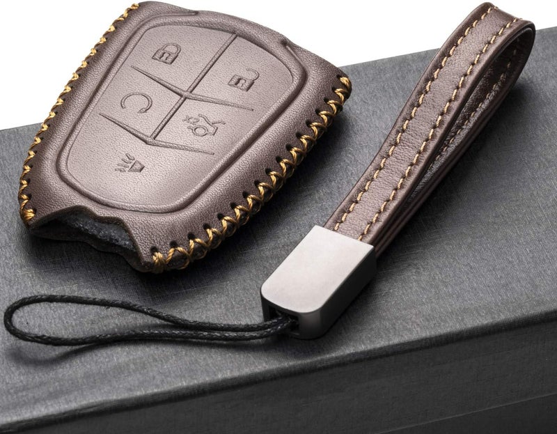 فيتوديكو حافظة مفاتيح ذكية من الجلد الأصلي من متوافقة مع كاديلاك XT4، كاديلاك XT5، كاديلاك XT6 2019 - 2023 (5 أزرار، بني) - Image 5