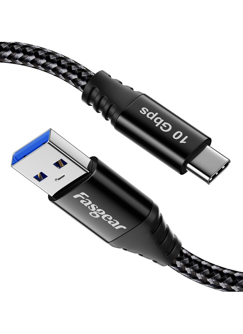 Fasgear USB C Cable 4.9ft USB A to Type C 3.2 Gen 2 Cord Braided 10Gbps Android Auto Type C Data Cable 3A Fast Charge Compatible for Portable SSD Galaxy S23 Xbox Series PS5 Controller USB C Devices  - Image 1