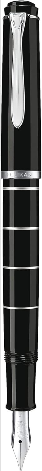 Pelikan Pelikan Tradition M215 Fountain Pen Medium Nib Black with Silver Rings 1 Each  - Image 1