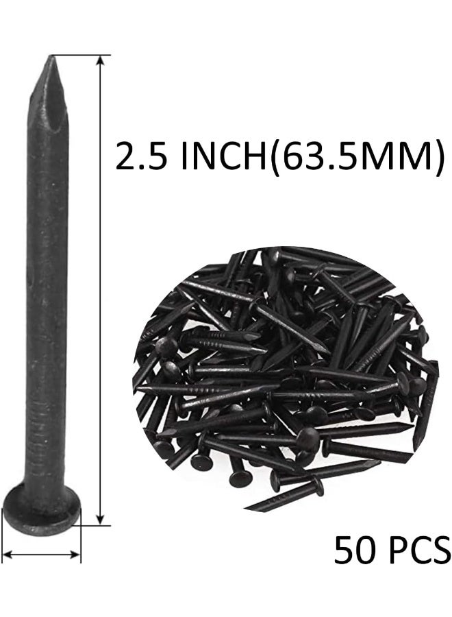 Biella 50Pcs Steel Point Tip Wall Black Concrete Masonry Nail (2.5 Inch) - Image 2