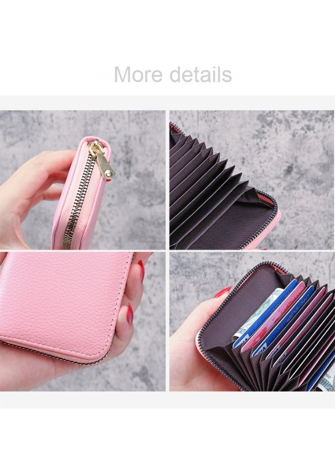 Generic - Solid Color Lychee Grain Organ Card lady Holder Organiser Wallet Women's ID Card Slot Card Bag Card Sleeve Coin Purse - Image 1