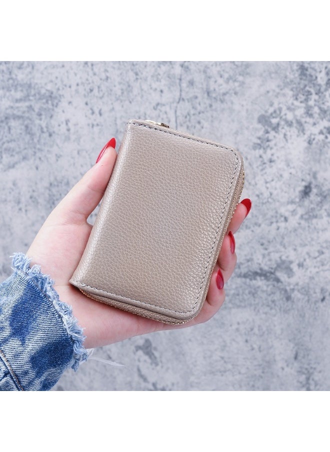 Generic - Solid Color Lychee Grain Organ Card lady Holder Organiser Wallet Women's ID Card Slot Card Bag Card Sleeve Coin Purse - Image 1