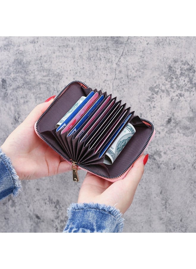 Generic - Solid Color Lychee Grain Organ Card lady Holder Organiser Wallet Women's ID Card Slot Card Bag Card Sleeve Coin Purse - Image 1