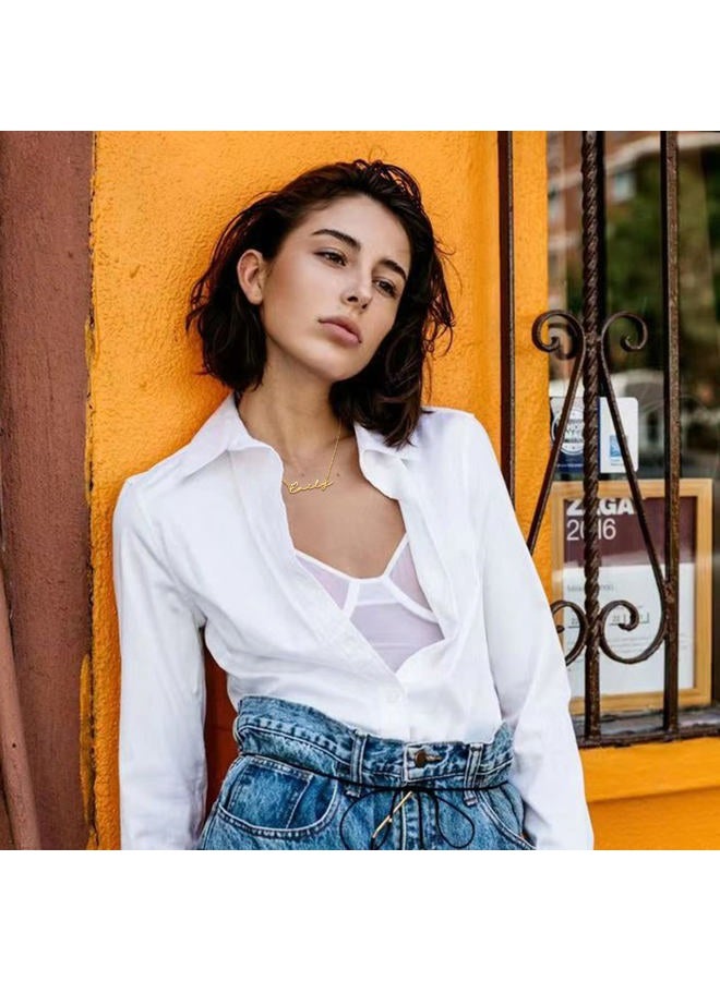 QeenseKc Gold Name Necklace Personalized Heart Initial Charm Pendant Jewelry for Women Girls, Metal, base - Image 5