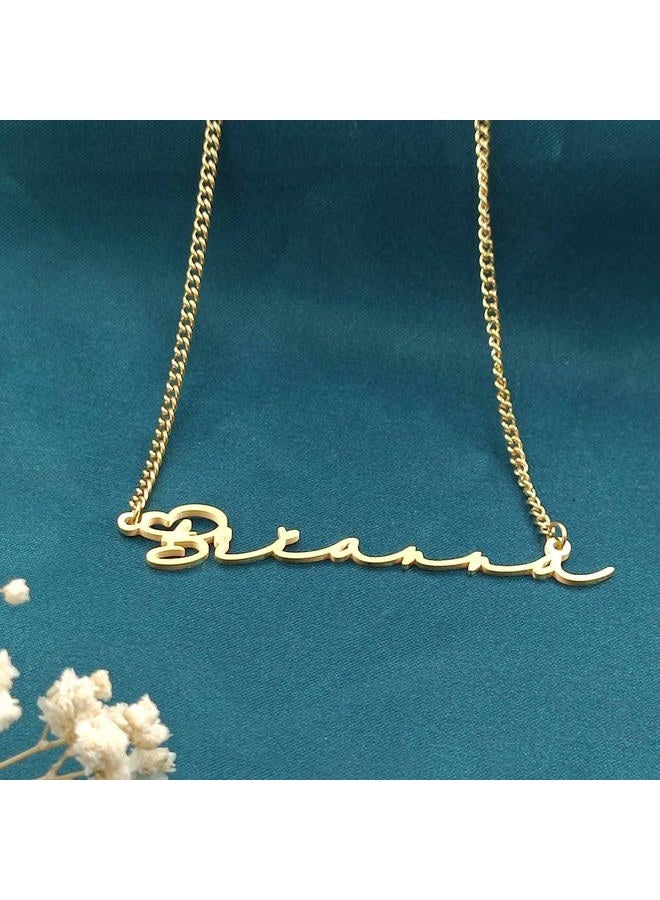 QeenseKc Gold Name Necklace Personalized Heart Initial Charm Pendant Jewelry for Women Girls, Metal, base - Image 2