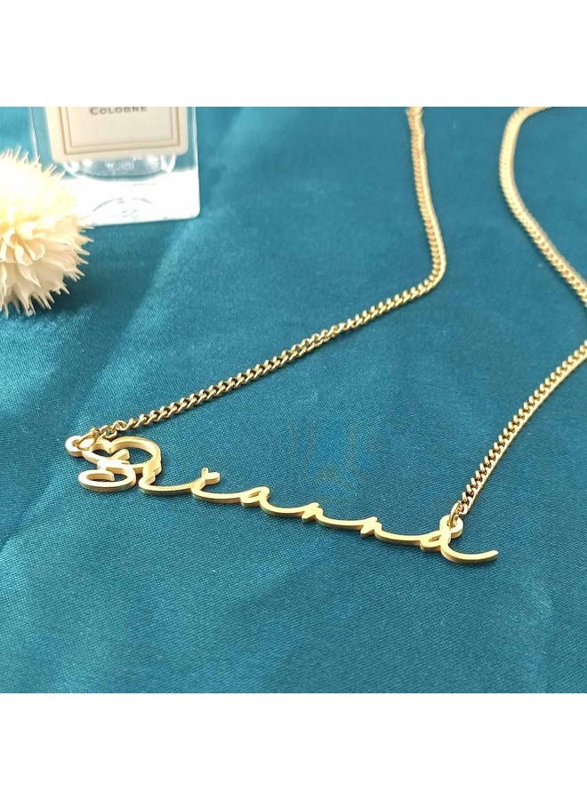 QeenseKc Gold Name Necklace Personalized Heart Initial Charm Pendant Jewelry for Women Girls, Metal, base - Image 4