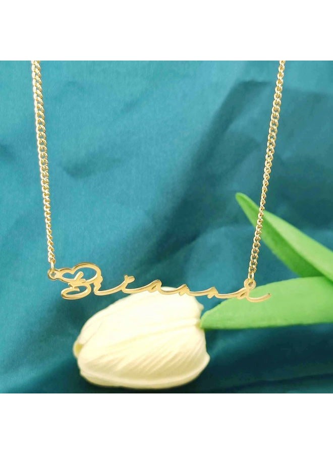 QeenseKc Gold Name Necklace Personalized Heart Initial Charm Pendant Jewelry for Women Girls, Metal, base - Image 3