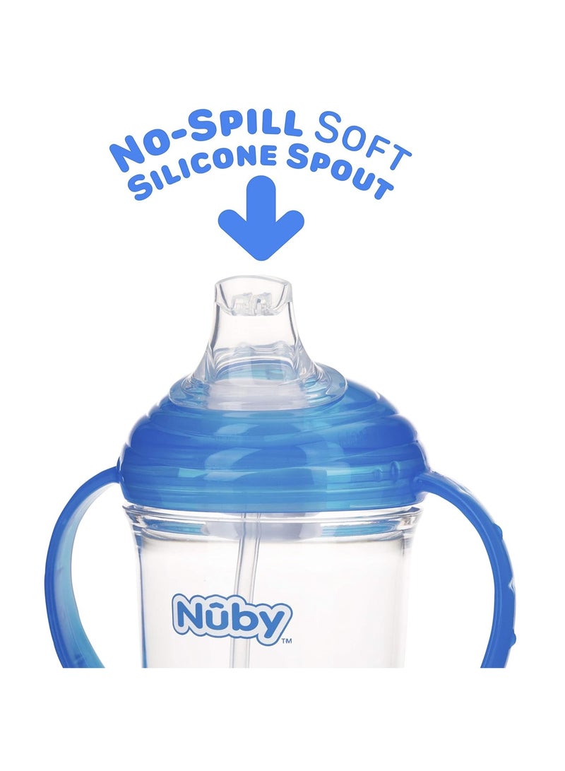Nuby 360 Grip N' Sip 8oz Tritan Cup, Weighted Straw with Hygienic Cover, Blue - Image 5