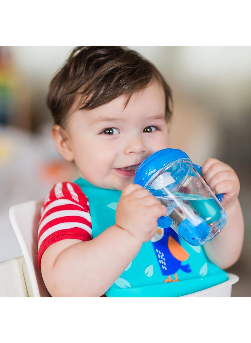 Nuby 360 Grip N' Sip 8oz Tritan Cup, Weighted Straw with Hygienic Cover, Blue - Image 4