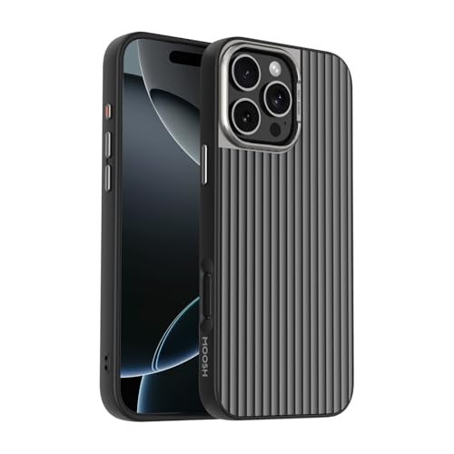 MOOSH Magnetic Case for iPhone 16 Pro Max with Military-Grade Drop Resistant Heavy Duty Shockproof Fiber Touch Matte Back with Aluminum Alloy Keys Phone Cover for iPhone 16 Pro Max 6.9 Inch, Black - Image 1